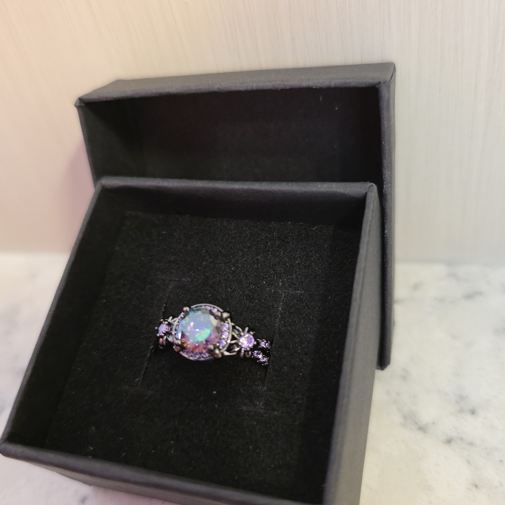 18K Black Gold Mystic Topaz Ring NEW! - Picture 3 of 7